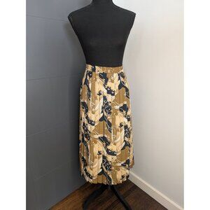 Vintage Alfred Dunner Tan‎ & Black Pleated Midi Skirt With Abstract Pattern - 16